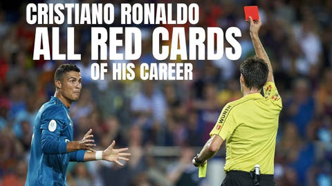 Cristiano Ronaldo với 13 lần bị thẻ đỏ trong sự nghiệp